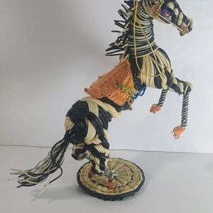 Handcrafted Black and Cream Horse Sculpture